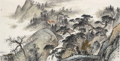 劉金河 四尺《松聲泉韻》 國家畫院山水名家（詢價）