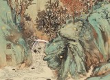 孟振華 四尺三開《松山溪林圖》西安美院研究生 金獎獲得者