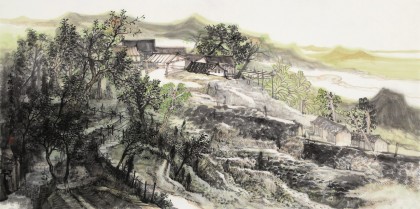 管旺林 四尺《牛頭山居圖》 中美協會員