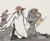 【已售】韓恩勝 四尺三開(kāi)《酒深情亦深》中美協(xié)會(huì)員 水墨漫畫(huà)名家