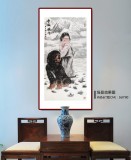 【已售】王貴邱 四尺《雪域風情》 當代著名藏獒畫家