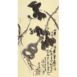 【已售】周自豪 三尺水墨荷花圖《一筆葫蘆一筆藤》 當(dāng)代著名禪意畫家