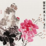 【已售】李勝春三尺斗方國(guó)畫牡丹《春深情濃》
