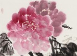 李勝春三尺斗方牡丹《紅艷凝香》