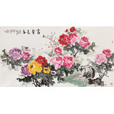 【已售】梁景欣 六尺《富貴長春》 青大美院學院派畫家