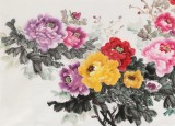【已售】梁景欣 六尺《富貴長春》 青大美院學院派畫家