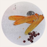 龐銀時(shí) 扇面《豐碩圖》 中美協(xié)會(huì)員