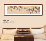 【已售】皇甫小喜 四尺對開《紫藤掛云木》 河南著名花鳥畫家