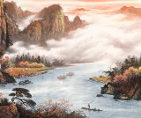 【已售】張慧仁 六尺《一夜秋風滿樹金》 廣西山水畫家協會常務理事