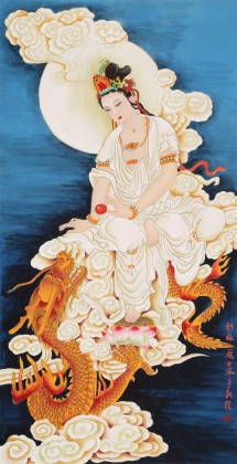 【已售】南海禪寺 妙林居士 四尺《騎龍觀音》