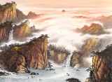 張慧仁 六尺《煙雨秋深水流長》 廣西山水畫家協(xié)會常務(wù)理事