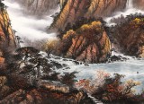張慧仁 六尺《煙雨秋深水流長》 廣西山水畫家協(xié)會常務(wù)理事