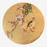 【已售】龐銀時 扇面《竹外桃花三兩枝》 中美協會員