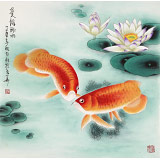 南海禪寺 妙林居士 四尺斗方《雙龍戲水》
