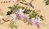 【已售】皇甫小喜 四尺對開《紫氣東來》 河南著名花鳥畫家