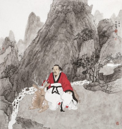 趙開(kāi)新 四尺斗方《山水清音圖》中美協(xié)會(huì)員 國(guó)家畫(huà)院畫(huà)家（詢(xún)價(jià)）