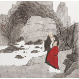 趙開新 四尺斗方《聞道圖》 中美協會員 國家畫院畫家（詢價）