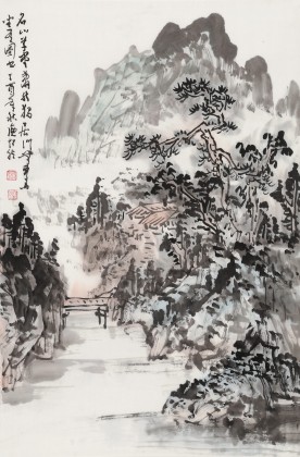【已售】庾超然 四尺三開《名山草堂圖》 黃鶴樓書畫院院長