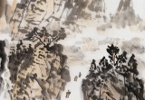 【已售】庾超然 四尺三開《峽江帆影》 黃鶴樓書畫院院長
