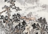 庾超然 四尺三開《茅屋風(fēng)清圖》 黃鶴樓書畫院院長(zhǎng)