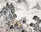 【已售】庾超然 四尺三開《秋山隱逸圖》 黃鶴樓書畫院院長