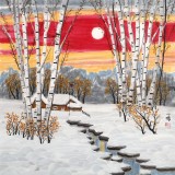 何一鳴 四尺斗方《雪溪圖》 冰雪畫派畫家 師從于志學