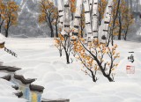何一鳴 四尺斗方《雪溪圖》 冰雪畫派畫家 師從于志學