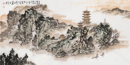 【已售】庾超然 四尺《波濤洗凈古今愁》 黃鶴樓書畫院院長(zhǎng)