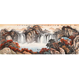 【已售】蔣元發 小六尺《秋山白玉圖》 廣西著名山水畫家