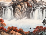 【已售】蔣元發 小六尺《秋山白玉圖》 廣西著名山水畫家