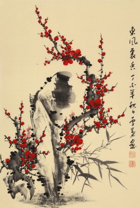 何華賢 四尺三開《東風裹香》 潁淮書畫名家