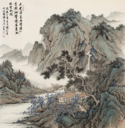【已售】吳顯剛 四尺斗方《山水清暉圖》 貴州七星關(guān)美協(xié)主席