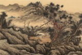 吳顯剛 四尺對開《秋江觀釣圖》 貴州七星關(guān)美協(xié)主席