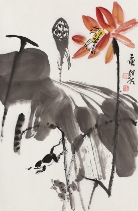 【已售】庾超然 四尺三開(kāi)《清香久遠(yuǎn)》 黃鶴樓書(shū)畫(huà)院院長(zhǎng)
