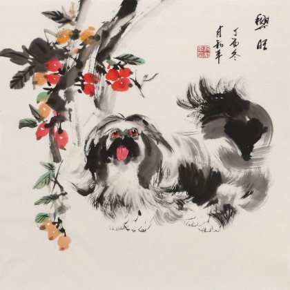 【已售】尹和平 四尺斗方《興旺》 當代鄉土童趣繪畫名家