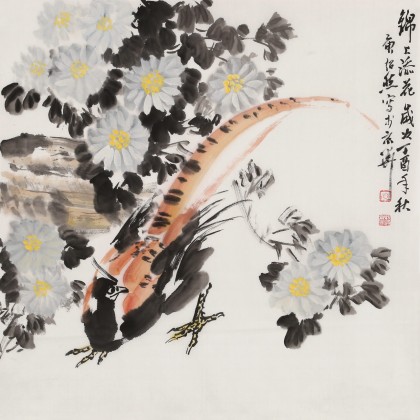 【已售】庾超然 四尺斗方《錦上添花》 黃鶴樓書畫院院長