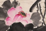 【已售】曲逸之 四尺對開《荷葉五寸荷花嬌》 河南省著名花鳥畫家