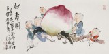 【已售】曹建濤 三尺《獻壽圖》 獨具特色水墨人物畫家