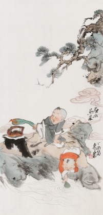【已售】曹建濤 三尺《春水煎茶》 獨具特色水墨人物畫家