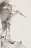 曹建濤 四條屏《漁樵耕讀》 獨具特色水墨人物畫家