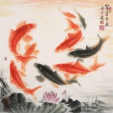 【已售】周升達 四尺斗方《富貴久魚》 中國畫院國畫組長（微信詢價）