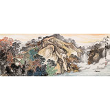 【已售】蔣元發 小六尺《秋山鳴泉》 廣西著名山水畫家