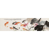 【已售】梁景欣 六尺對開《連年有余》 青大美院學院派畫家
