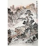 【已售】庾超然 四尺三開《松蔭觀瀑圖》 黃鶴樓書畫院院長