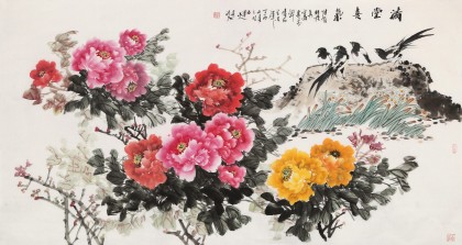 【已售】梁景欣 六尺《滿堂喜氣》 青大美院學院派畫家