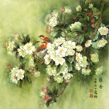 趙逸梅 四尺斗方《雅香》 著名工筆畫家