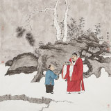 趙開新 四尺斗方《賞石圖》 中美協會員 國家畫院畫家（詢價）