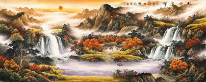 【已售】楊銘昌 小八尺《秋山晨暉》 安徽山水畫研究協會理事