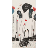 王永剛 四尺《荷塘鵝戲圖》 國家一級美術師（詢價）