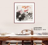 【已售】梁景欣 四尺斗方《連年有余》 青大美院學院派畫家
